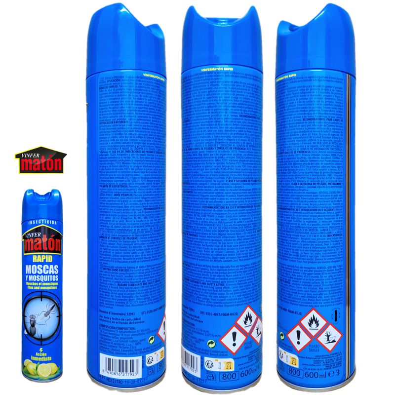 Vinfer Matón Rapid Insecticida para Moscas y Mosquitos- Acción Inmediata - 600ml.