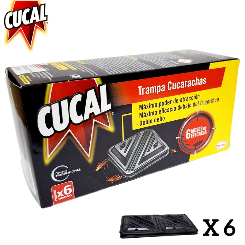 Cucal Trampa Cucarachas 6 unidades - 6 Meses de Eficacia - Doble Cebo - Henkel