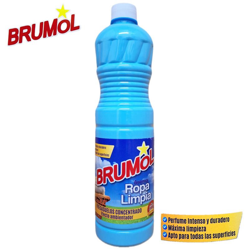 Brumol Fregasuelos Concentrado Aroma Ropa Limpia - Efecto Ambientador - 1 Litro.