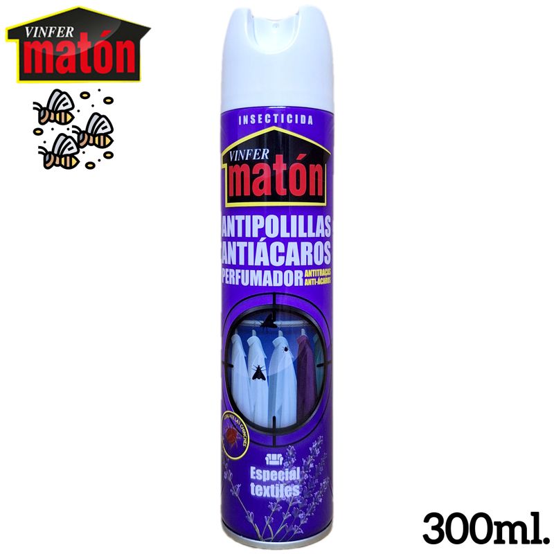 Insecticida Vinfer Matón Antipolillas Antiácaros - Especial Textiles - Perfumador 300ml.