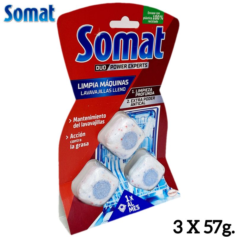 Somat Limpia Máquinas Duo Extra Poder Antical - Lavavajillas Lleno - 3 Lavados.