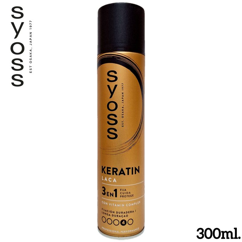 Laca Syoss Keratin 3 en 1 - Fija Cuida Progege - 300ml.