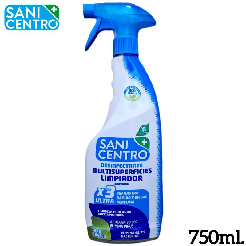 Sanicentro Desinfectante Multisuperficies Spary - x3 Ultra - 750ml. Pistola.