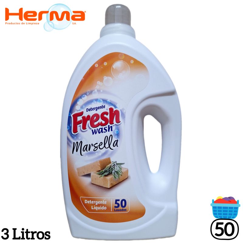 Detergente Líquido Fresh Wash  - Marsella - 50 Lavados - 3 Litros