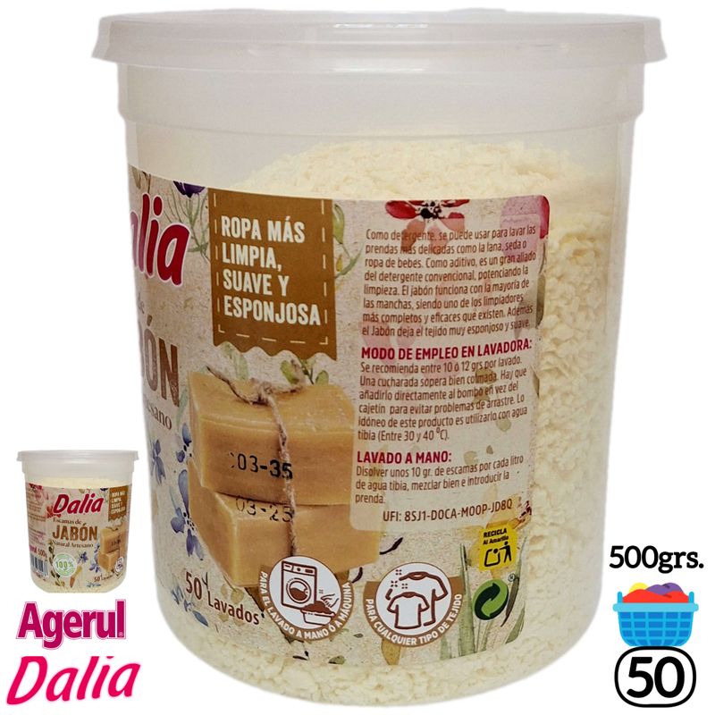 Escamas de Jabón Natural Artesano Dalia "Agerul" - 500g. - 50 Lavados