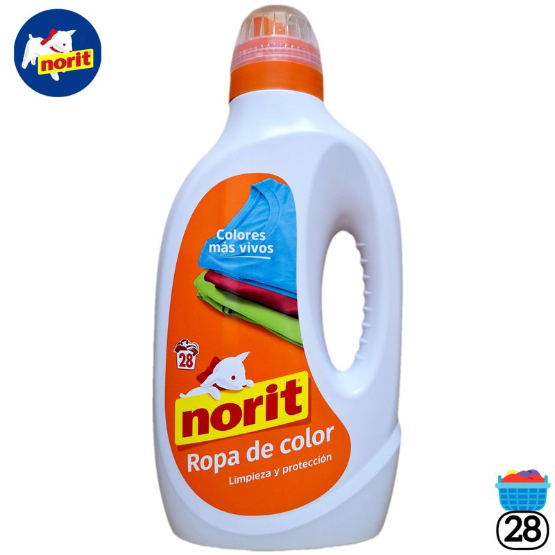 Norit Ropa de Color - Detergente para la ropa de Color - Colores más Vivos - 28 Lavados - 1500ml.
