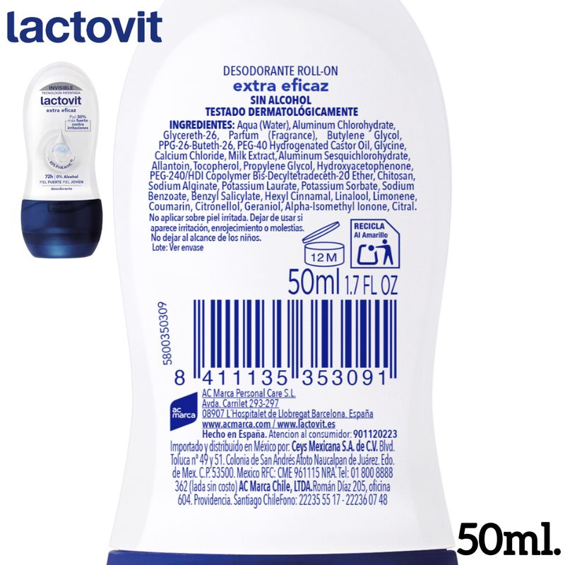 Desodoratne Lactovit Roll‑on Extra Eficaz 72h.