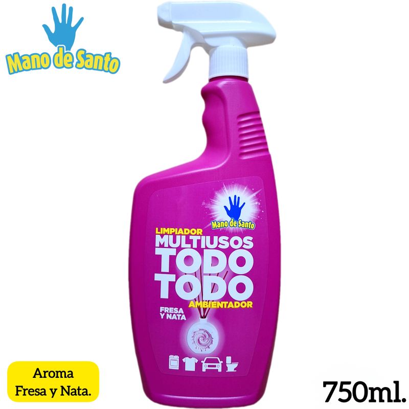 Mano de Santo - Limpiador Multiusos - TODO TODO - Ambientador Fresa y Nata - 750ml.