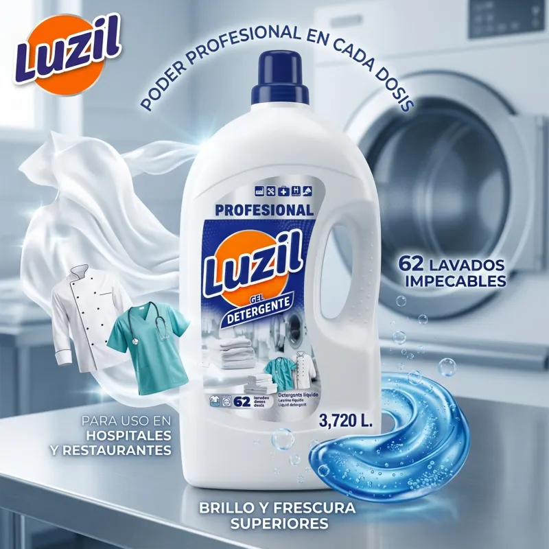 Detergente Líquido en Gel Luzil Gel Profesional - 62 lavados - 3,720 Litros