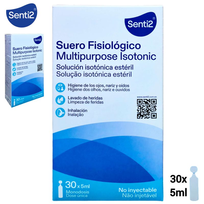 Suero Fisiológico Senti2 - Solución Isotónica Estéril - 30 Monodosis x 5ml.