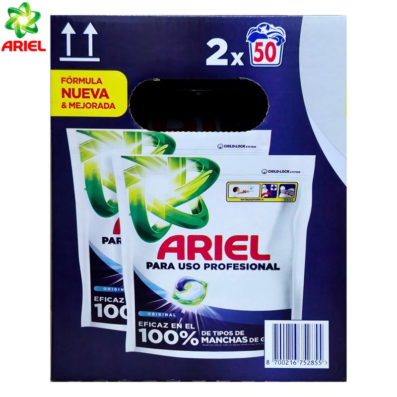 Detergente en Capsulas Ariel Pods Original  Profesional 100 Lavados (2X50 Capsulas)