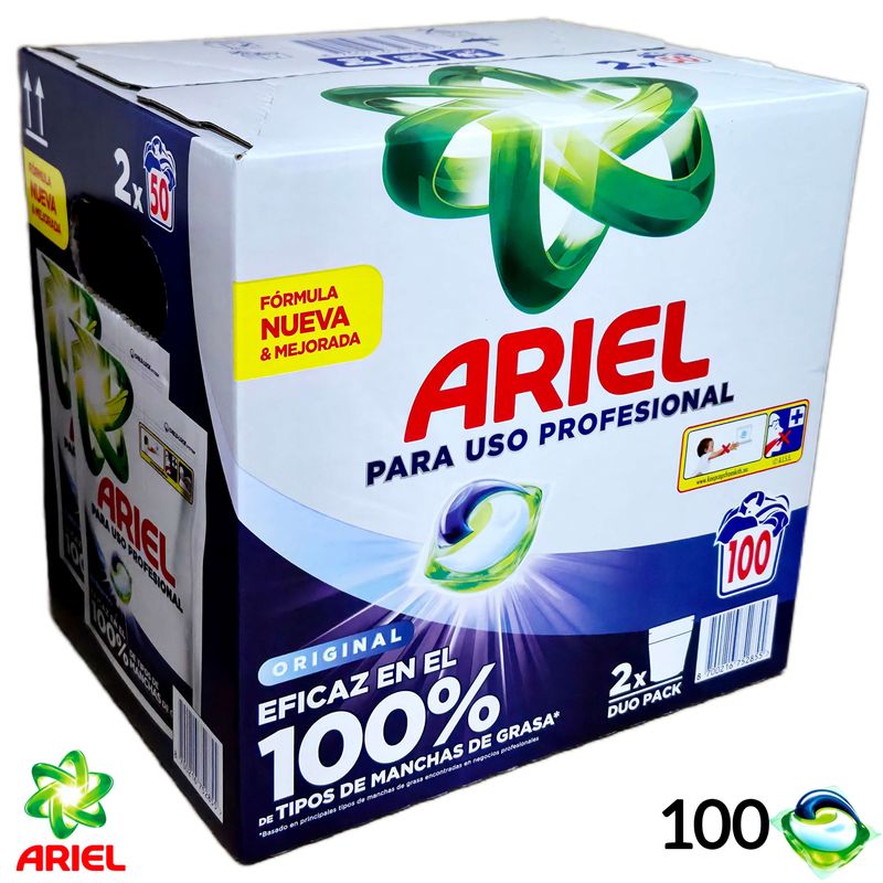Detergente en Capsulas Ariel Pods Original  Profesional 100 Lavados (2X50 Capsulas)