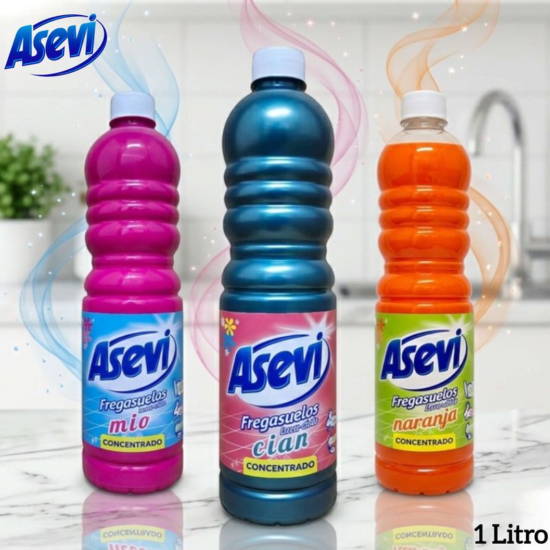 Lote 3 Asevi Fregasuelos Concentrado (Mio, Cian y Naranja) 1 Litro