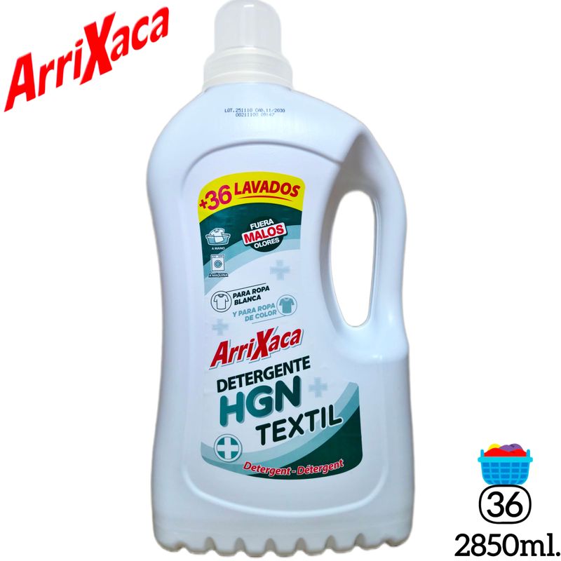 Detergente Arrixaca HGN Textil - Fuera Malos Olores - Ropa Blanca y Color - A Mano y a Máquina - 36 Lavados