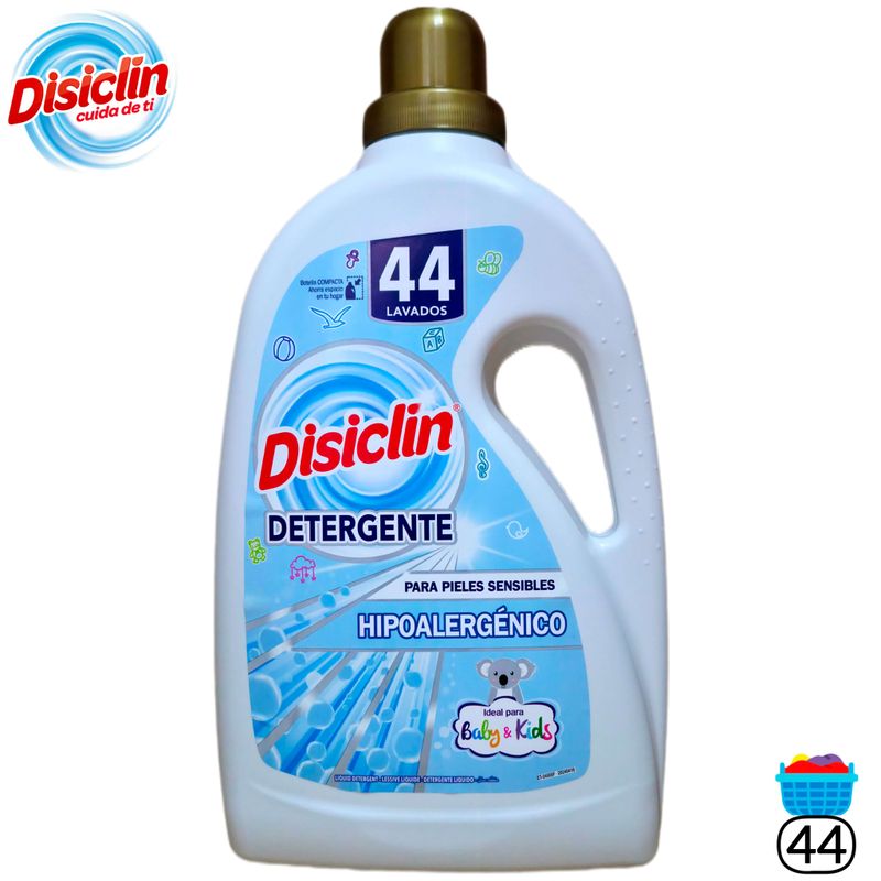 Detergente líquido Disiclin Hipoalergénico - Para Pieles Sensibles - Ideal Para Bebés y Niños - Baby & Kids - 44 Lavados - 2.300ml.