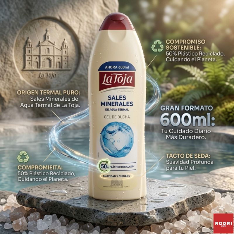 Gel de Ducha La Toja Hidrotermal Sales Minerales de Agua Termal - Suavidad y Cuidado - 600ml.