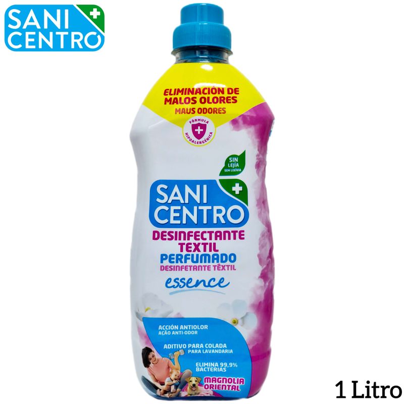 Sanicentro Desinfectante Textil Perfumado Essence - Magnolia Oriental -  Eliminación de Malos Olores - Sin Lejía - 1 Litro.