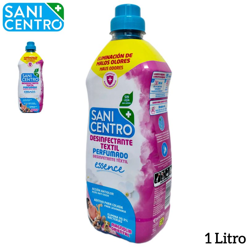 Sanicentro Desinfectante Textil Perfumado Essence - Magnolia Oriental -  Eliminación de Malos Olores - Sin Lejía - 1 Litro.