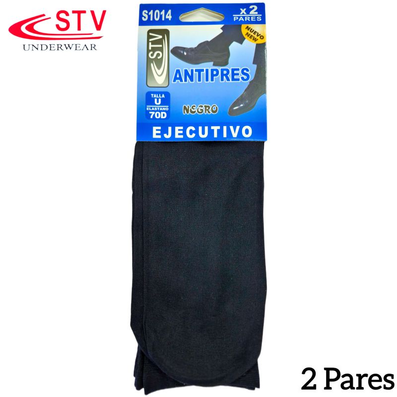 Pack 2 Pares de Calcetines Negros Ejecutivos Talla Única Elastano 70D - Ajuste sin Presión