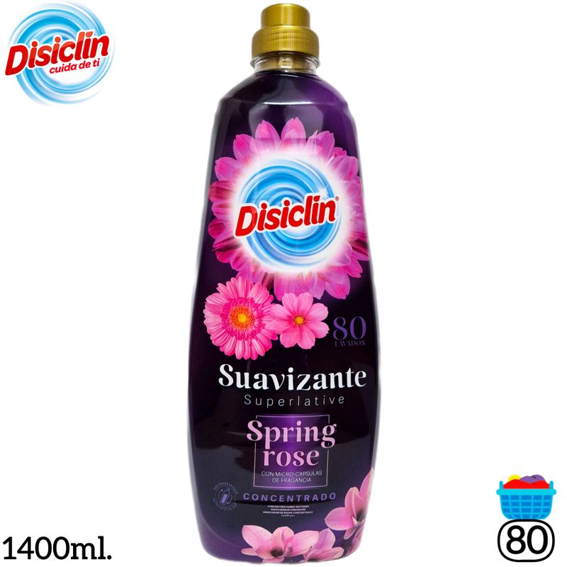 Suavizante Superlative Disiclin Spring Rose - Con Micro-capsulas de fragancia - Concentrado - 80 Lavados