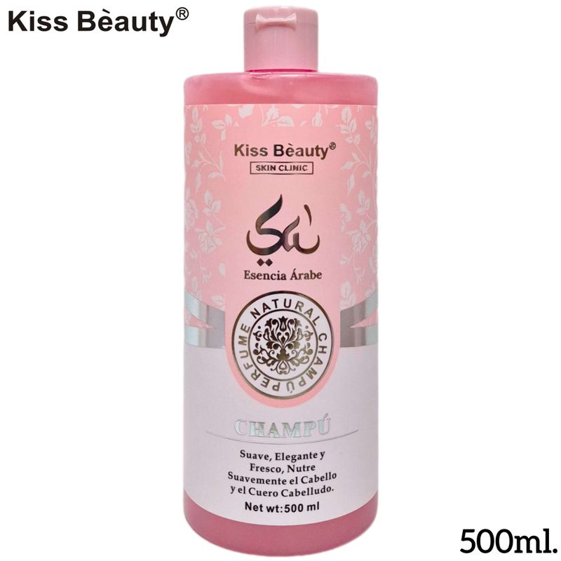 Champú Kiss Bèauty - Esencia Árabe  - Suave, Elegante y Fresco, Nutre el Cabello y el Cuero Cabelludo - 500ml.
