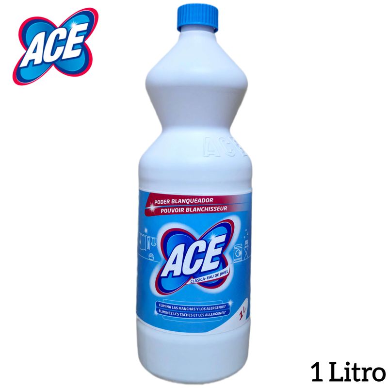 Ace Clásica 1 Litro - Poder Blanqueador - Elimina las Manchas y los Alérgenos.