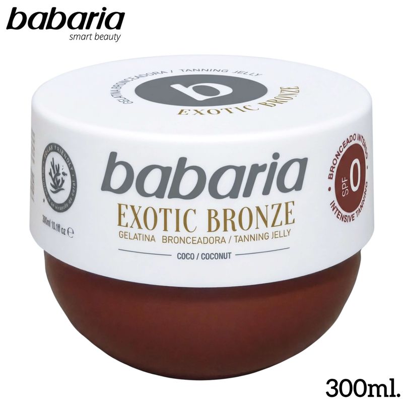 Babaria Gelatina Bronceadora Coco SPF 0 Bronceado Intenso, Exótico y Dorado. Resistente al agua - 300ml.