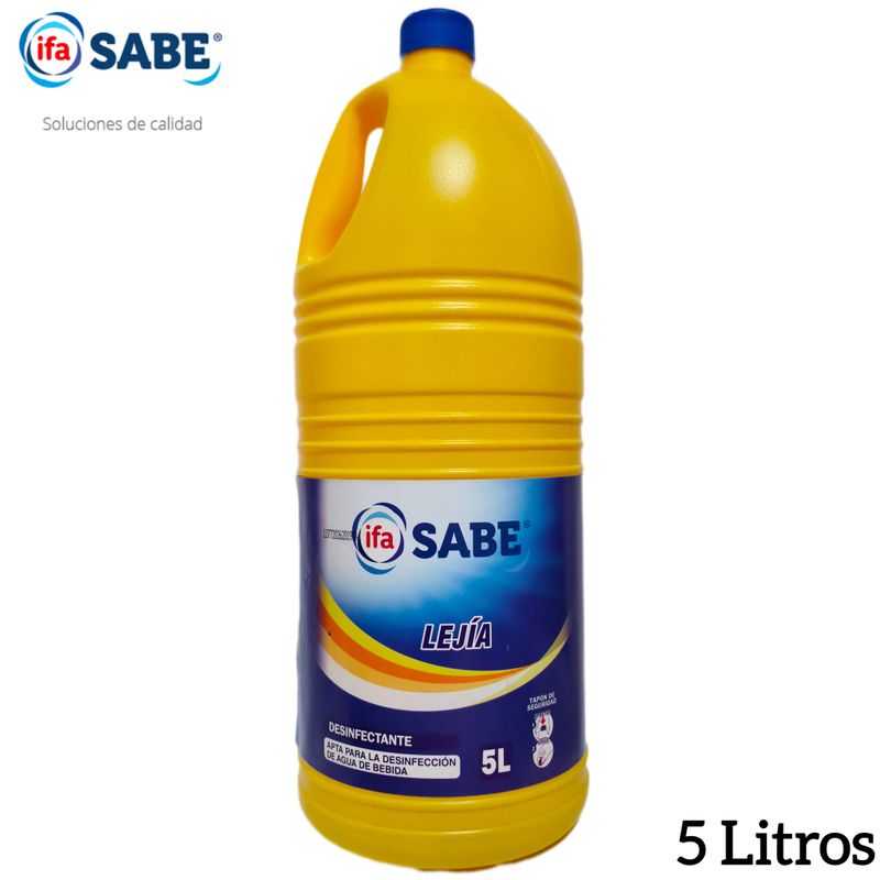 Lejía ifa SABE 5 Litros - Limpia y Desinfecta - Apta para Desinfección de Agua de Bebida.