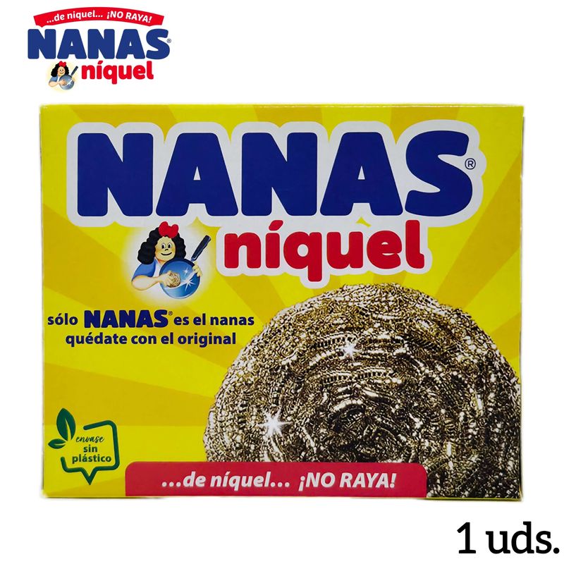 Nanas Níquel - Estropajo Acero inoxidable de alta calidad Rizos en Zig Zag más duradero - 1 unidad.