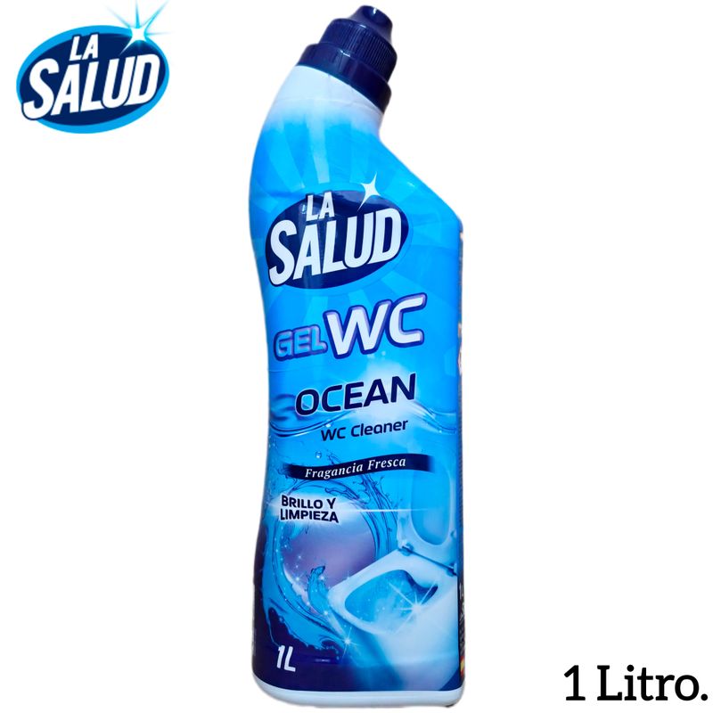 La Salud Gel WC Ocean - Fragancia Fresca - Limpiador inodoros Brillo y Limpieza - 1 Litro.