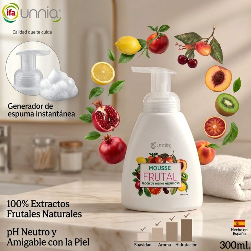 Jabón de Manos Espumoso IFA Unnia Mousse Frutal - pH neutro - 300ml