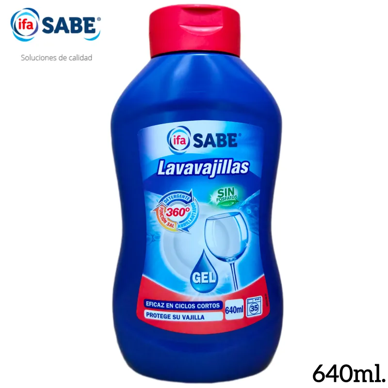 Lavavajillas Gel Máquina IFA SABE Todo en 1 - 640ml (35 Lavados) - Eficaz en Ciclos Cortos