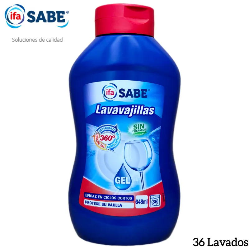 Lavavajillas Gel Máquina IFA SABE Todo en 1 - 648ml (36 Lavados) - Eficaz en Ciclos Cortos