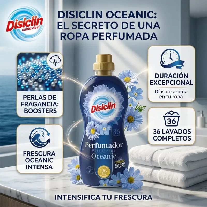 Perfumador Líquido para Ropa Disiclin Oceanic con Microperlas – 36 Lavados (720ml)