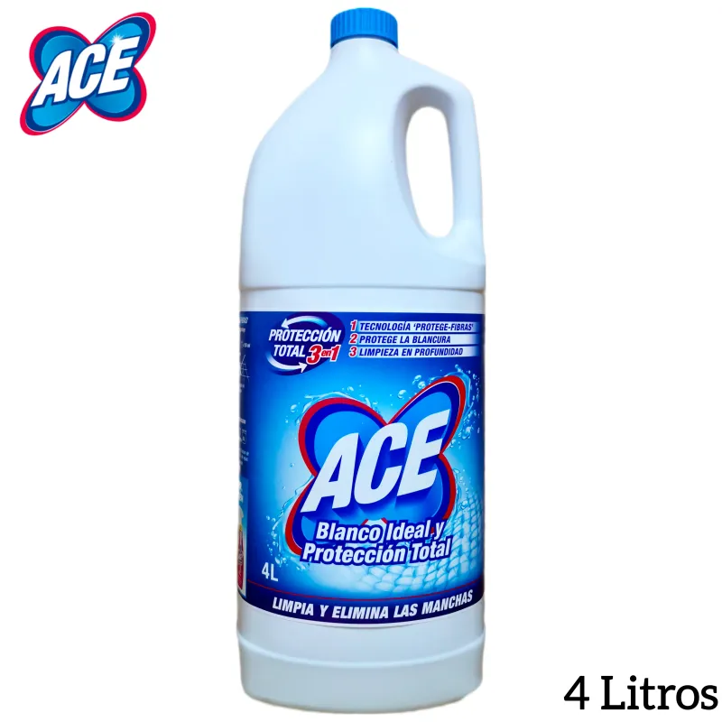 Lejía ACE Blanco Ideal y Protección Total 4 Litros | Ropa Blanca y Hogar