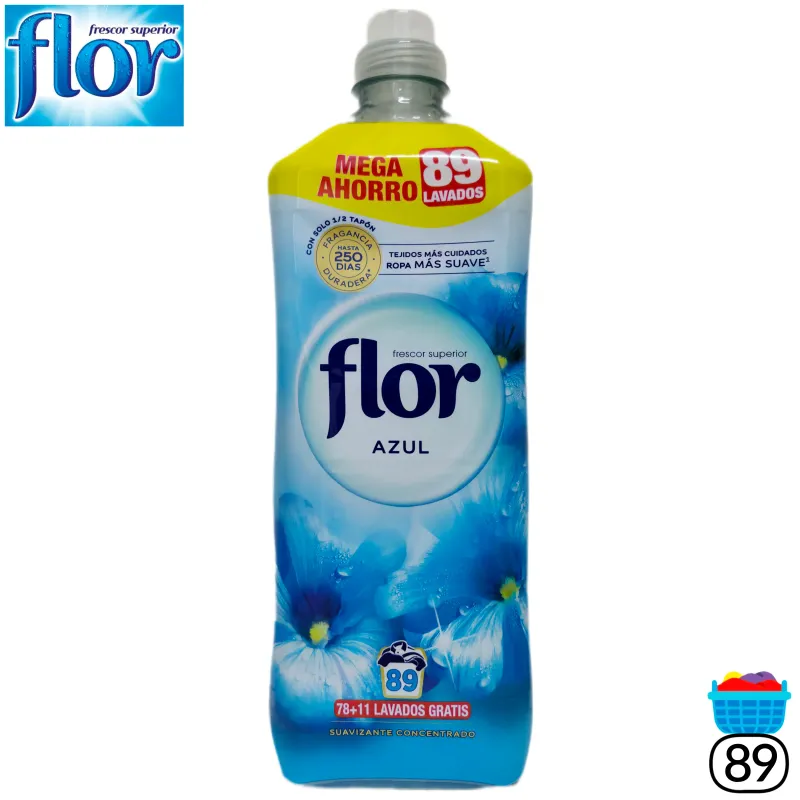 Flor Azul Suavizante Concentrado para la Ropa 89 Lavados (1602ml)