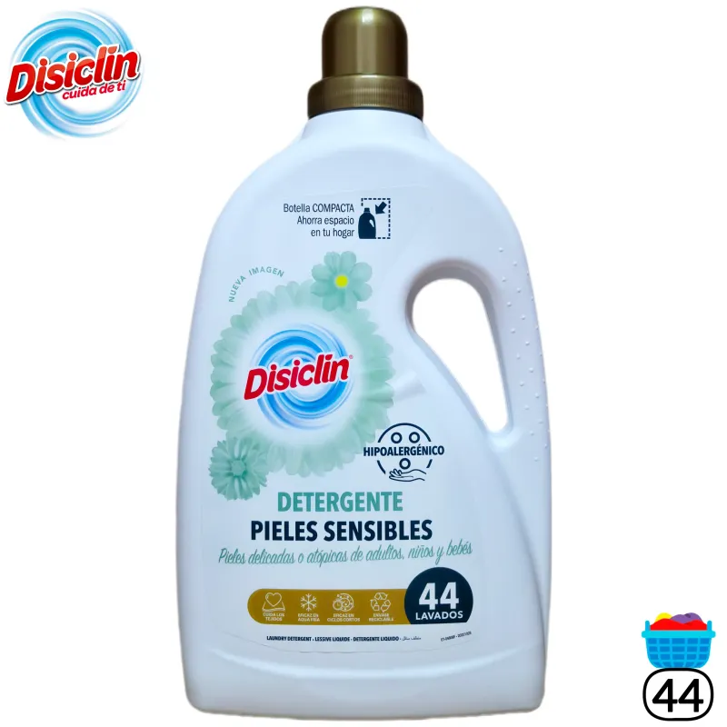Detergente Líquido Disiclin Pieles Sensibles y Atópicas | Bebés Niños Adultos - 44 Lavados (2.300 ml)