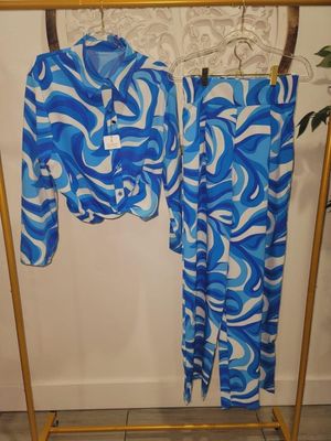 Tropicana Floral Pant Set Blue