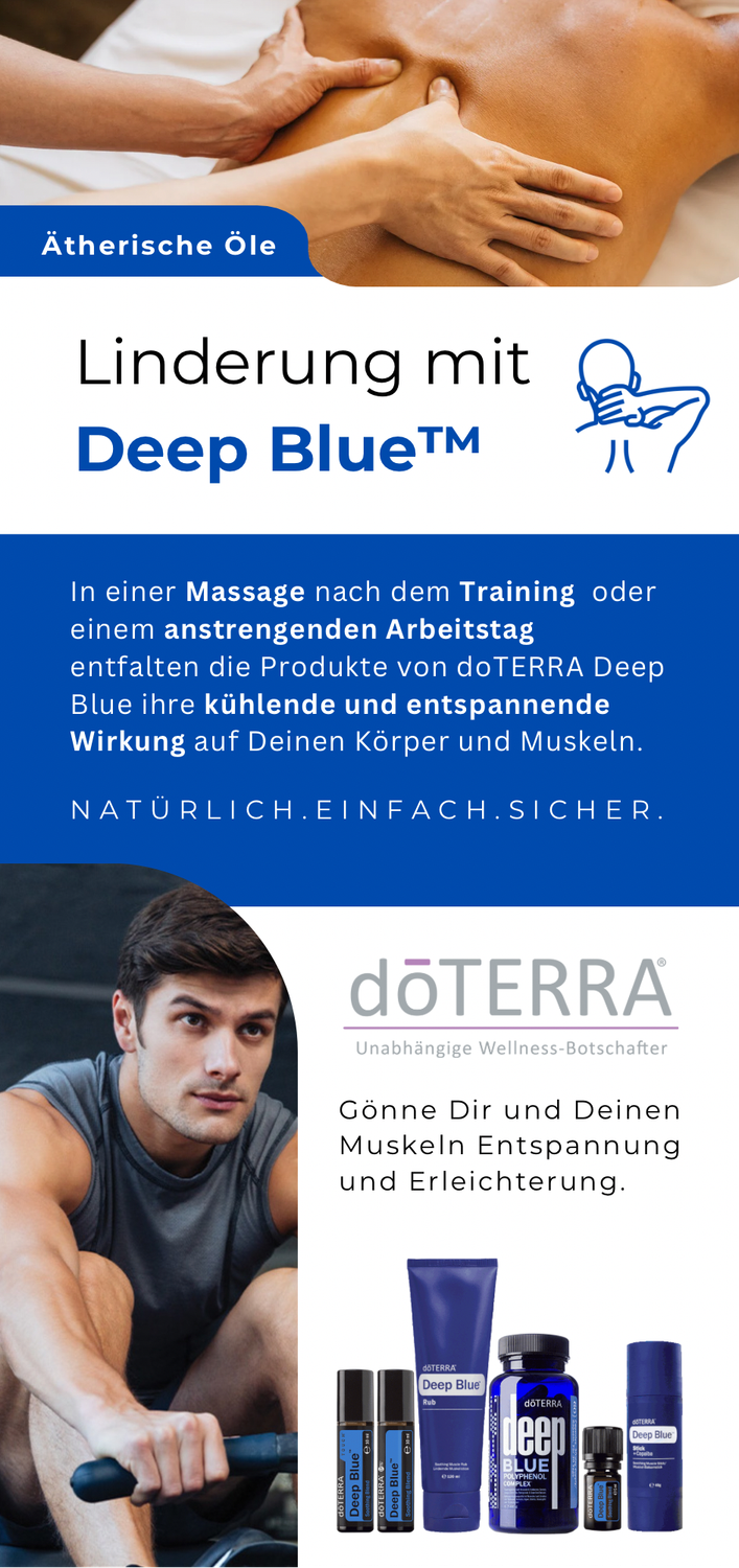 Flyer Deep Blue doTERRA Öle - 25 Stück/ ätherische Öle - DINA lang gedruckt