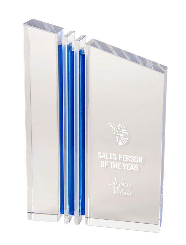 Triple Blue Stripe Crystal Award