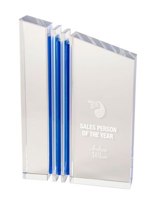 Triple Blue Stripe Crystal Award