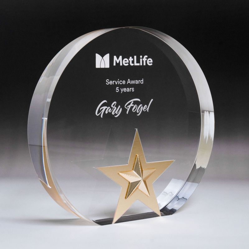 Golden Glow Round Acrylic Award