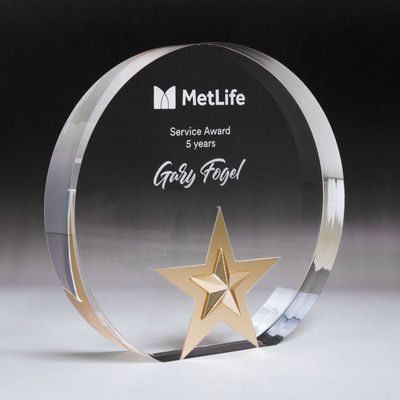 Golden Glow Round Acrylic Award