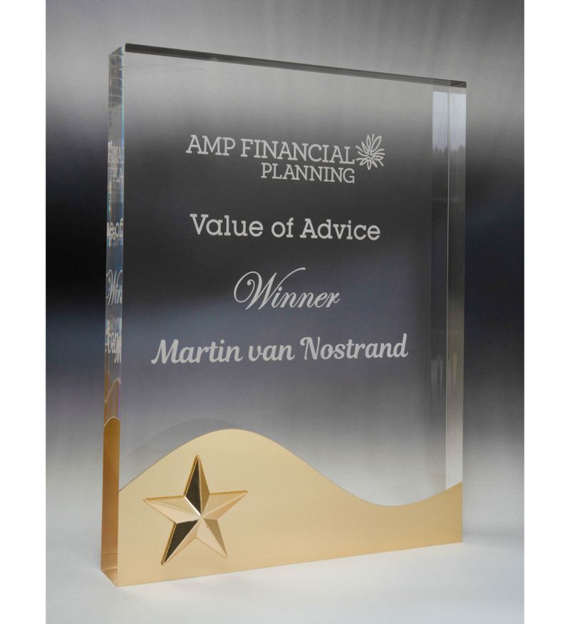 Golden Glow Rectangle Wave Acrylic Award
