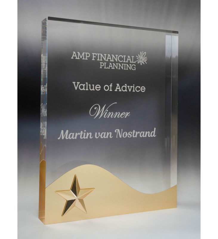 Golden Glow Rectangle Wave Acrylic Award