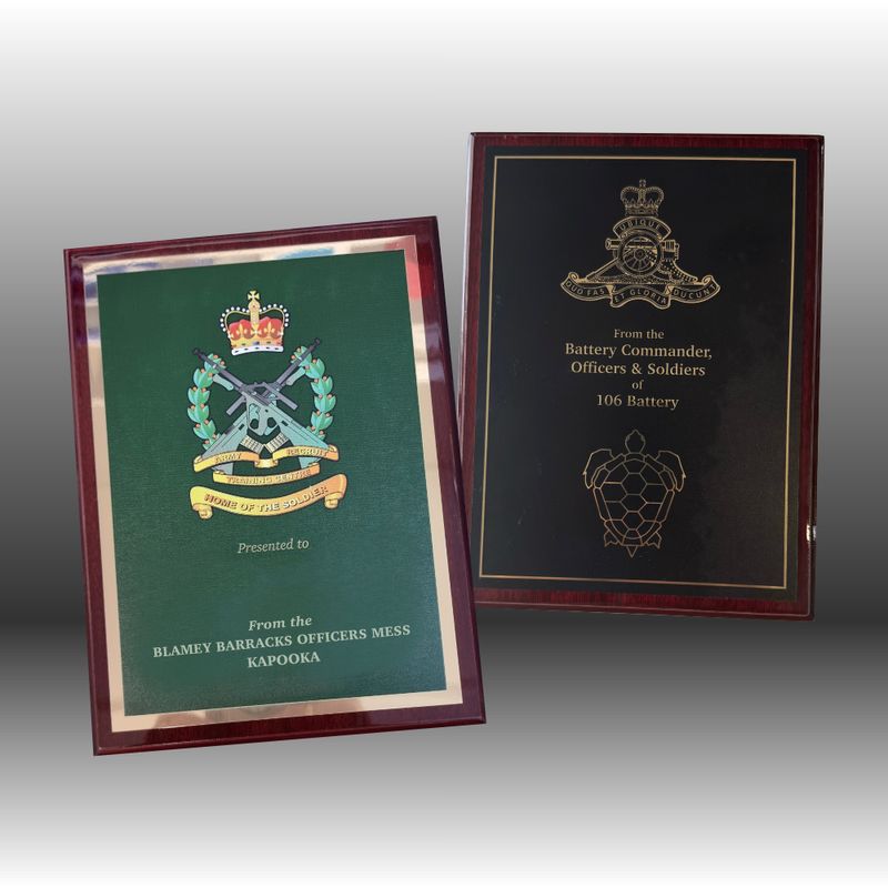 Military Plaque - Gold Reverse UV - 200mm Military Plaque - Gold Reverse UV - 200mm