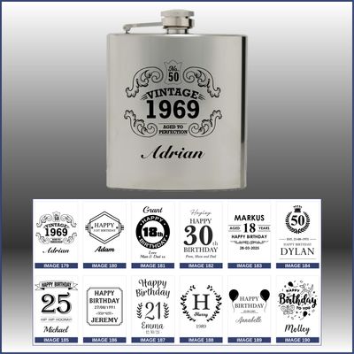 Hip Flask with Birthday Design