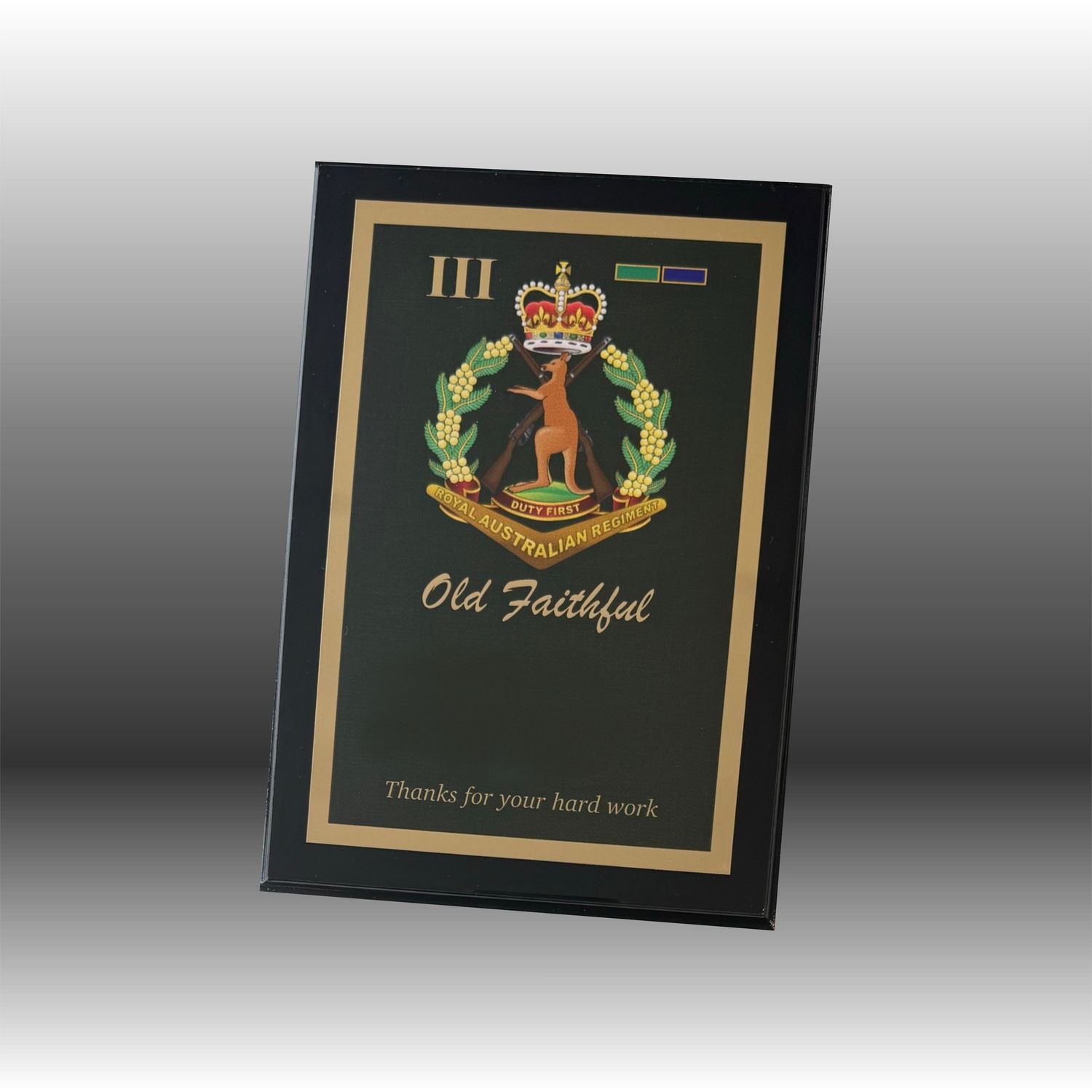 Reverse UV Printed Military Plaque - 175mm