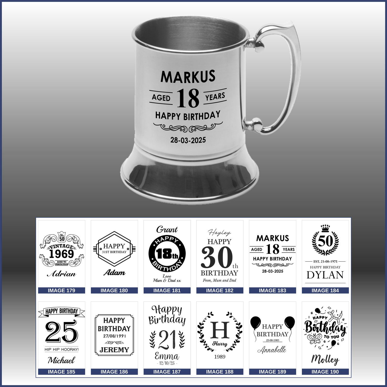 Stainless Steel Tankard - Birthday