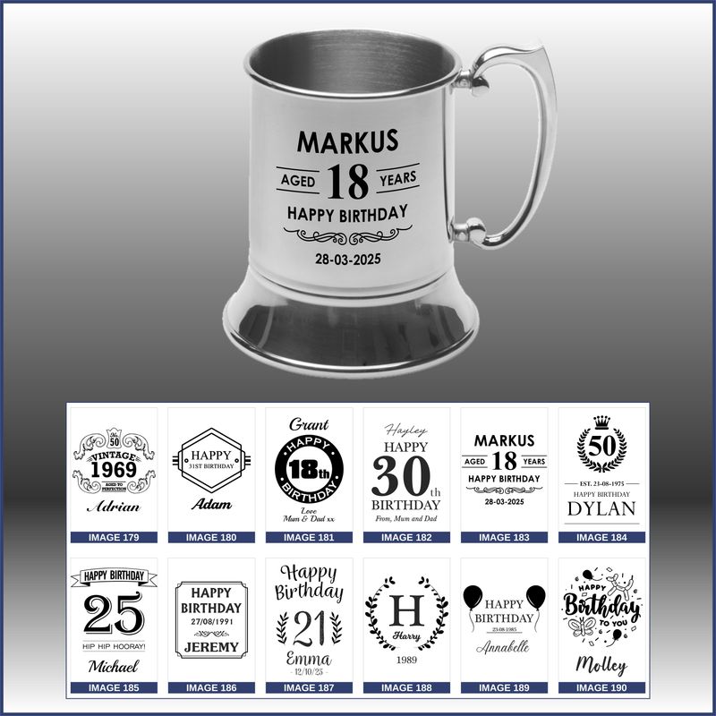 Stainless Steel Tankard - Birthday